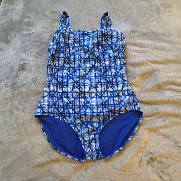 SPEEDO blue white one piece Women's Swimsuit Size 16 - Picture 2 of 11